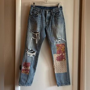 Levi’s 501 custom + tapered patchwork jeans 24 x 32